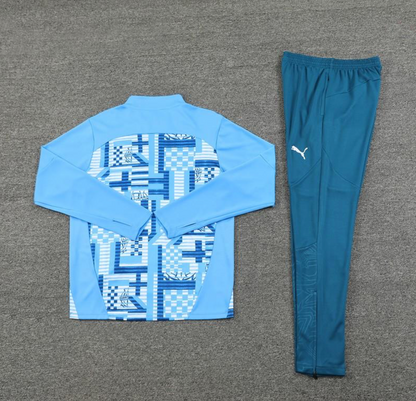 24/25 Olympique Marseille Blue Camouflage Half Zipper Jacket + Long Pants