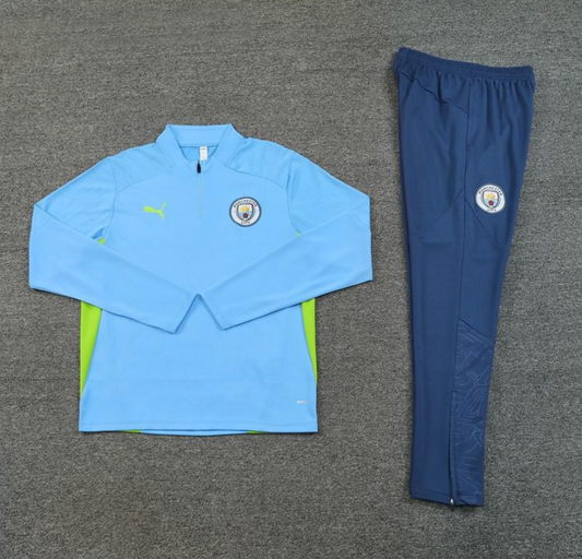 24/25 Manchester City Sky Blue Half Zipper Jacket + Long Pants