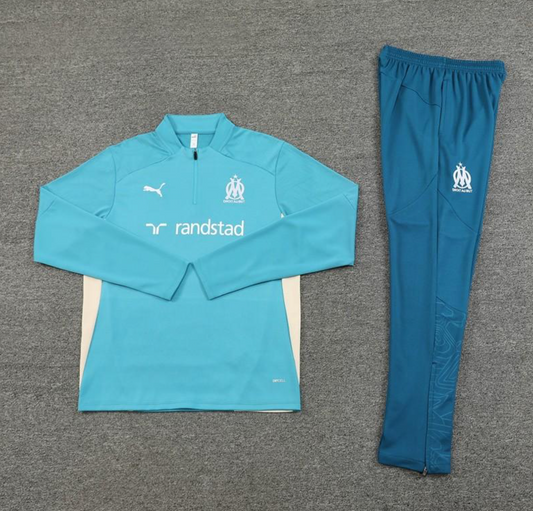 24/25 Olympique Marseille Lake Green Half Zipper Jacket + Long Pants