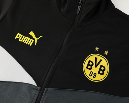 24/25 Borussia Dortmund Grey/Black Full Zipper Jacket + Long Pants