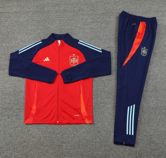 2024 Spain Red/Navy Full Zipper Jacket + Long Pants