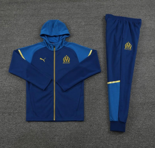 23/24 Olympique Marseille Blue Full Zipper Hoodie Jacket + Pants