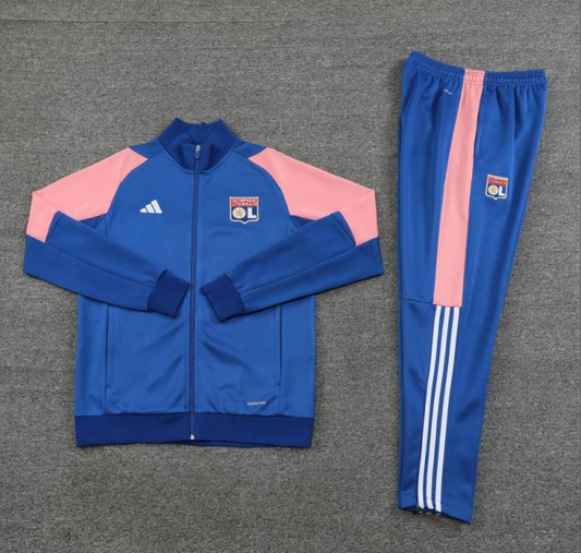 23/24 Olympique Lyonnais Lyon Blue/Pink Full Zipper Jacket + Pants