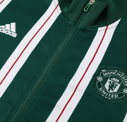 23/24 Manchester United Green White Stripe Full Zipper Jacket + Pants