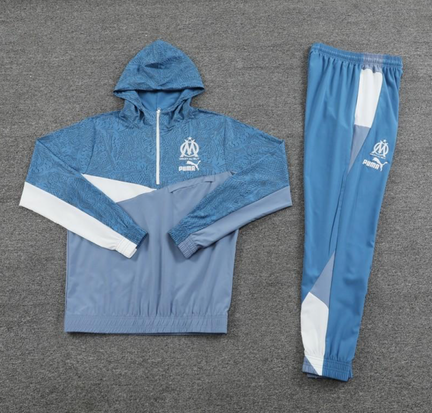 23/24 Olympique Marseille Blue Half Zipper Jacket + Pants