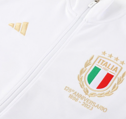 2023 Italy 125th Anniversary White Full Zipper Hooide Jacket + Pants