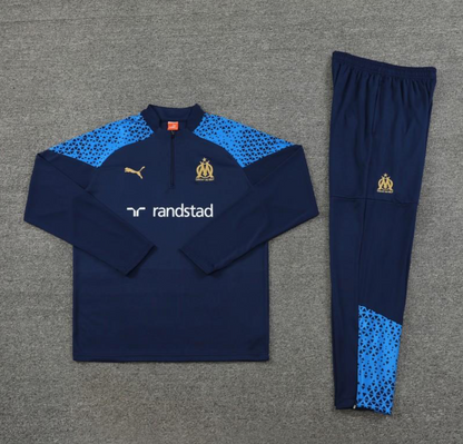 23/24 Olympique Marseille Navy Half Zipper Jacket + Pants