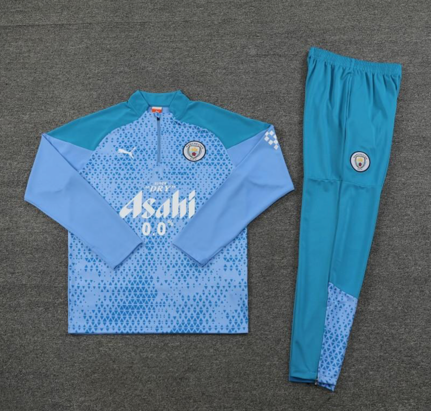 23/24 Manchester City Blue Mixed Color Half Zipper Jacket + Pants