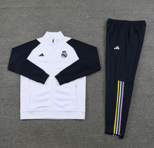 23/24 Real Madrid White Full Zipper Jacket + Pants