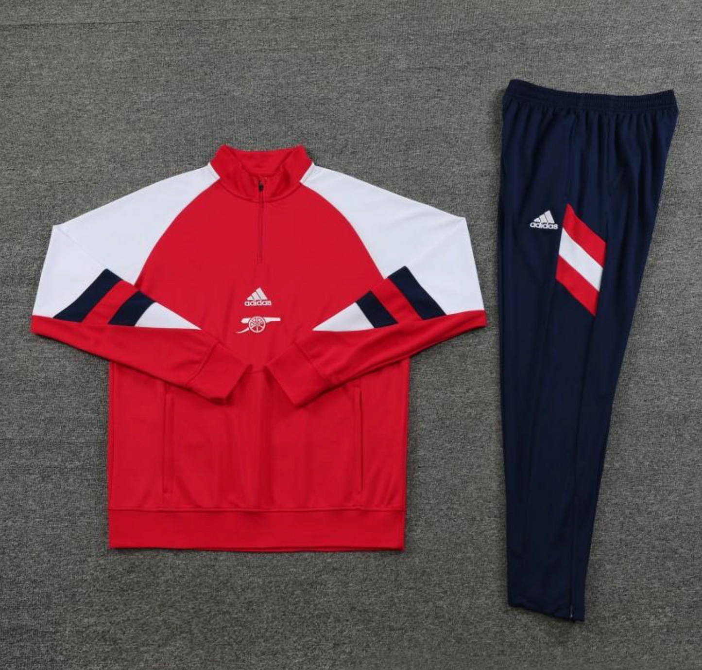 23/24 Arsenal Red/White Half Zipper Jacket + Pants