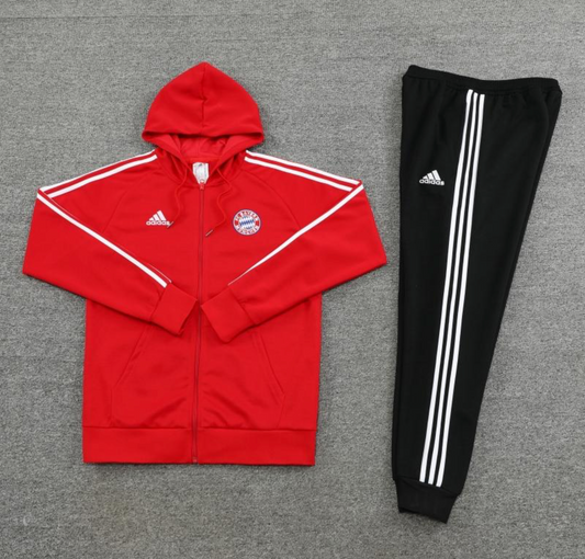 2023 Bayern Munich Red Hoodie Full Zipper Tracksuit + Pants