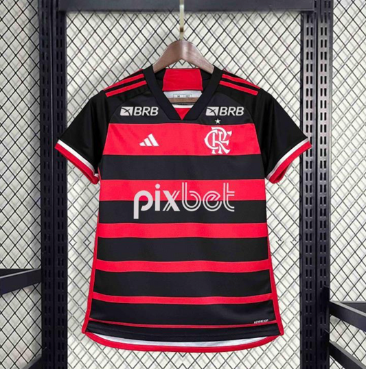 24/25 Women Flamengo Home Jersey With All Sponsor