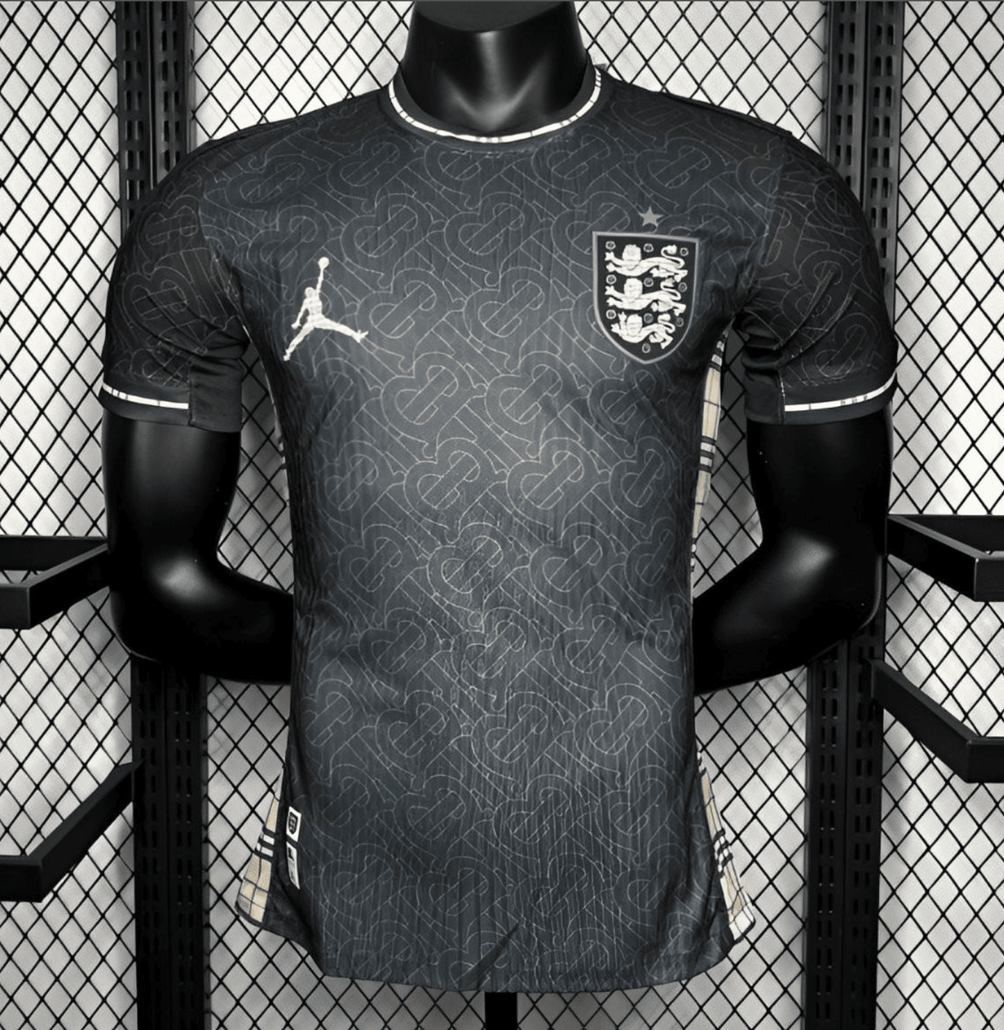 2024 England Euro Jordan Black Jersey Player Version