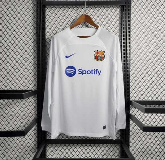 23/24 Barcelona White Away Long Sleeve Jersey