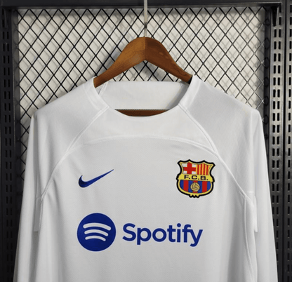 23/24 Barcelona White Away Long Sleeve Jersey