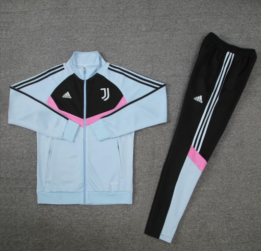 24/25 Juventus Light Blue/Black Full Zipper Jacket + Long Pants