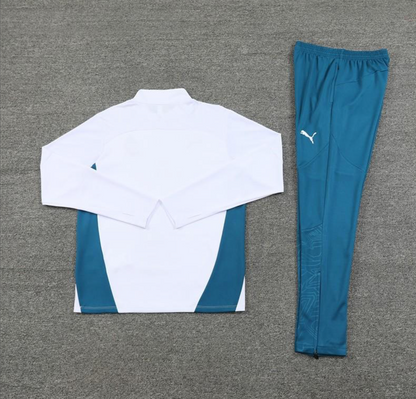 24/25 Olympique Marseille White Half Zipper Jacket + Long Pants