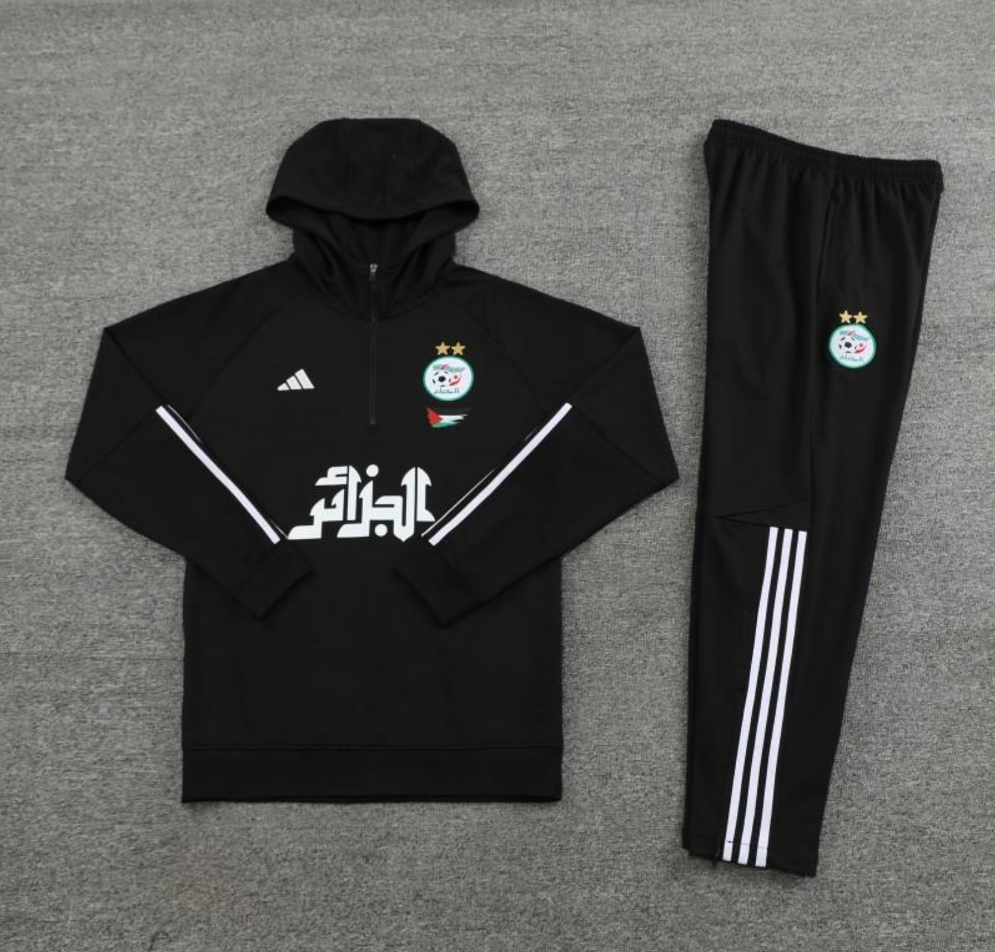 2024 Algeria Black Hoodie Full Zipper Hoodie Jacket + Pants